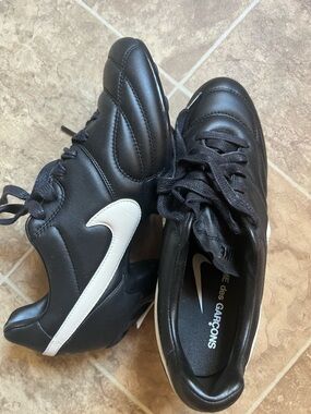 Comme des Garcons Black and White Leather Sneakers